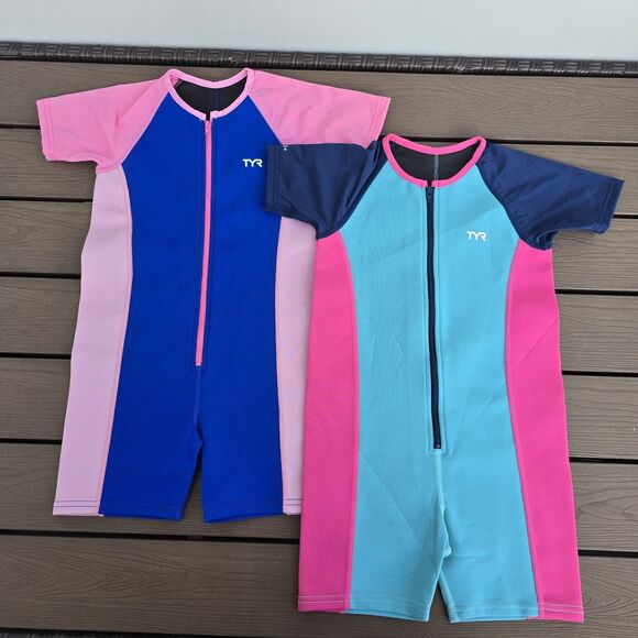 TYR Girls Thermal Swim Suit Zip up Size 7/8 New Sample Bundle *marks - Picture 1 of 5